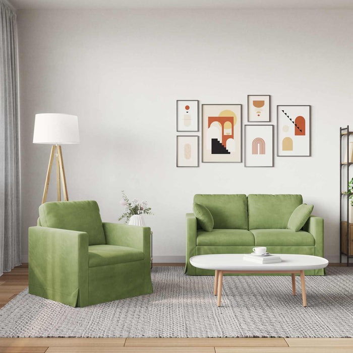 Set de canapea 2 pcs Verde deschis 138 x 78 x 80 cm Catifea - WALTI WALTI