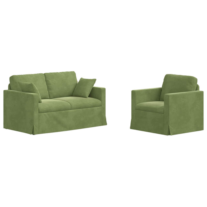 Set de canapea 2 pcs Verde deschis 138 x 78 x 80 cm Catifea - WALTI WALTI