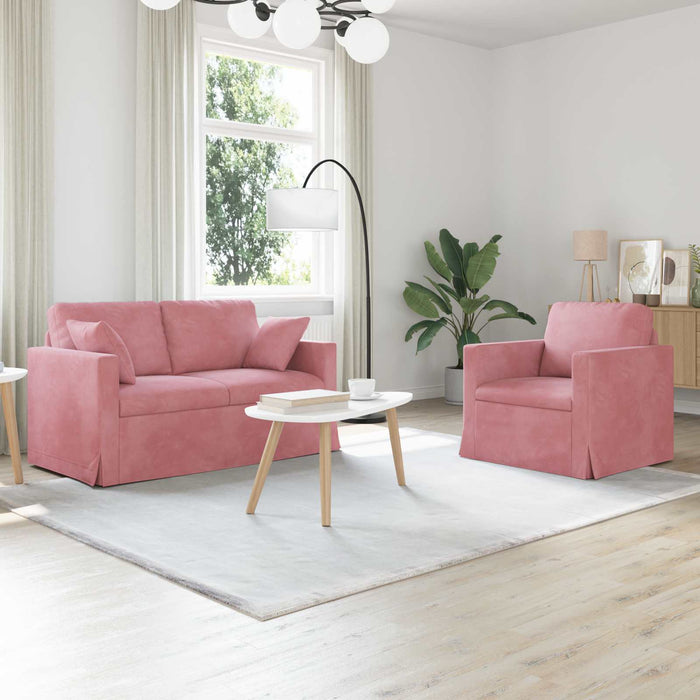 Set de canapea 2 pcs Roz 138 x 78 x 80 cm Catifea - WALTI WALTI