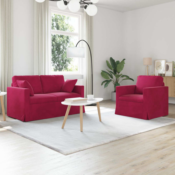 Set de canapea 2 pcs Roșu Vin 138 x 78 x 80 cm Catifea - WALTI WALTI