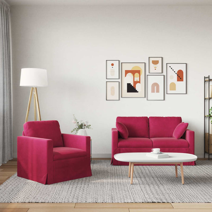Set de canapea 2 pcs Roșu Vin 138 x 78 x 80 cm Catifea - WALTI WALTI