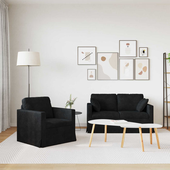 Set de canapea 2 pcs Negru 138 x 78 x 80 cm Catifea - WALTI WALTI