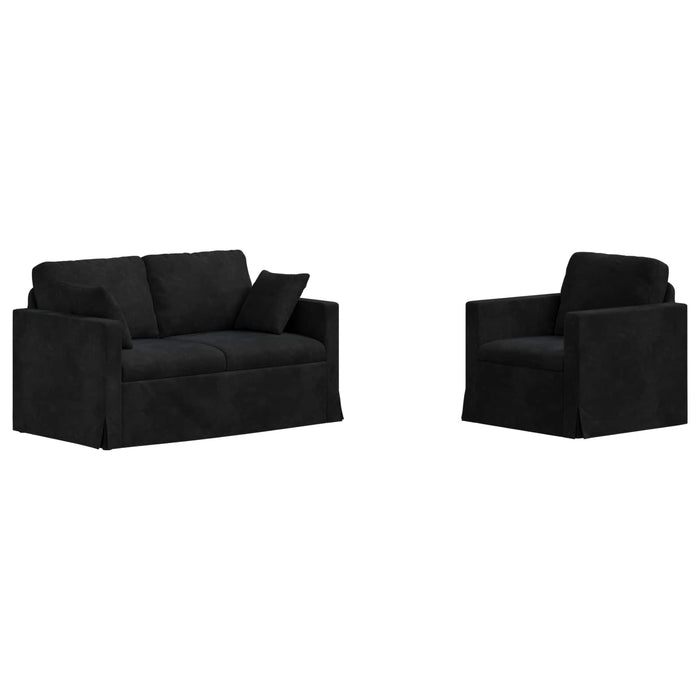 Set de canapea 2 pcs Negru 138 x 78 x 80 cm Catifea - WALTI WALTI