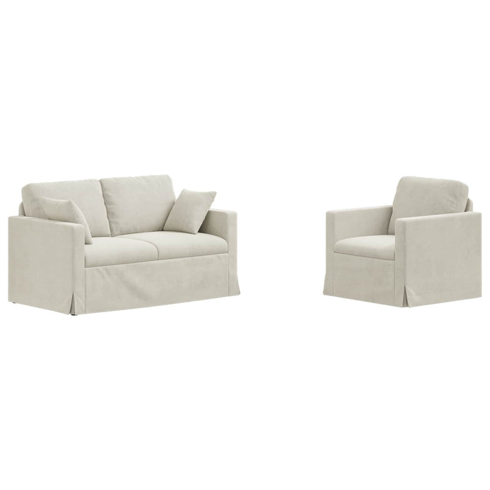 Set de canapea 2 pcs Crem 138 x 78 x 80 cm Catifea - WALTI WALTI