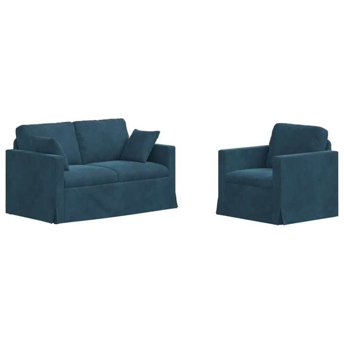 Set de canapea 2 pcs albastru 138 x 78 x 80 cm Catifea - WALTI WALTI