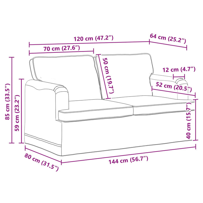 Canapea 120cm 2 pcs Gri deschis Metal - WALTI WALTI