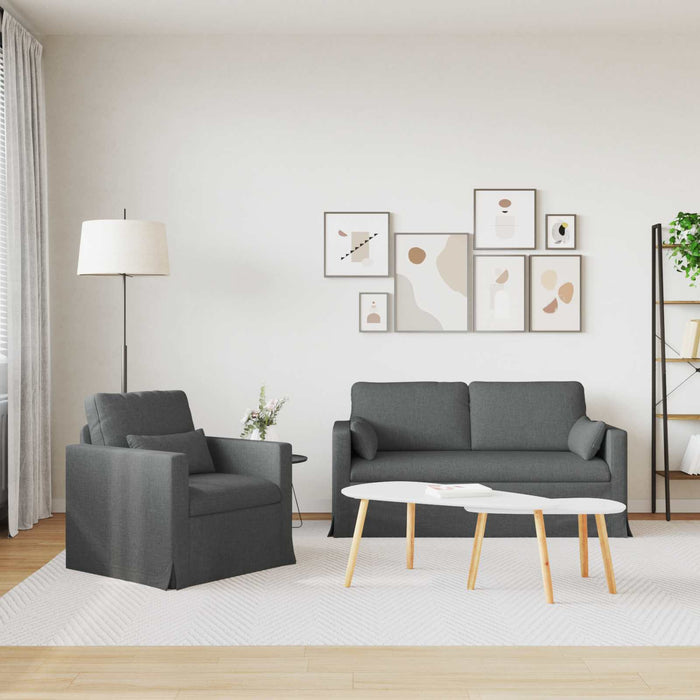 Set de canapea 2 pcs Gri închis 158 x 78 x 80 cm țesătură - WALTI WALTI