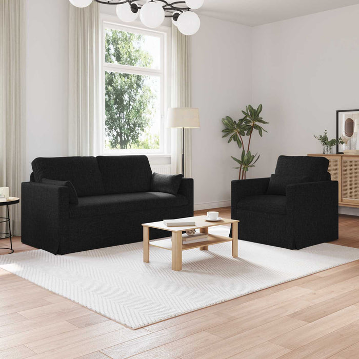 Set de canapea 2 pcs Negru 158 x 78 x 80 cm țesătură - WALTI WALTI
