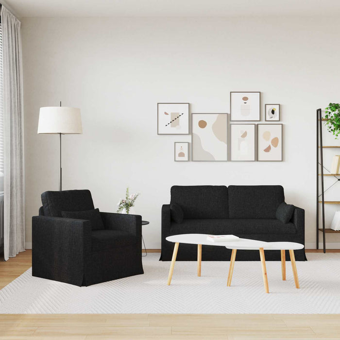 Set de canapea 2 pcs Negru 158 x 78 x 80 cm țesătură - WALTI WALTI