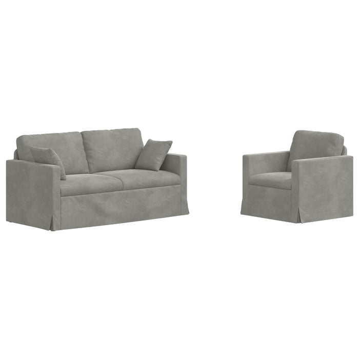 Set de canapea 2 pcs Gri deschis 158 x 78 x 80 cm Catifea - WALTI WALTI