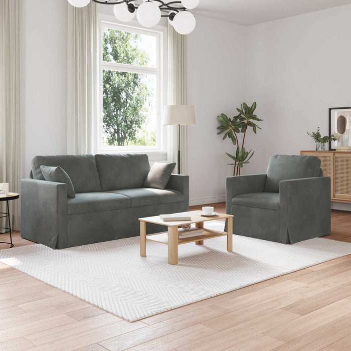 Set de canapea 2 pcs Gri închis 158 x 78 x 80 cm Catifea - WALTI WALTI