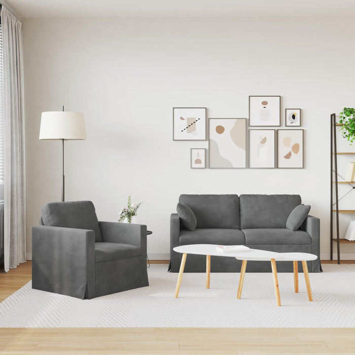 Set de canapea 2 pcs Gri închis 158 x 78 x 80 cm Catifea - WALTI WALTI