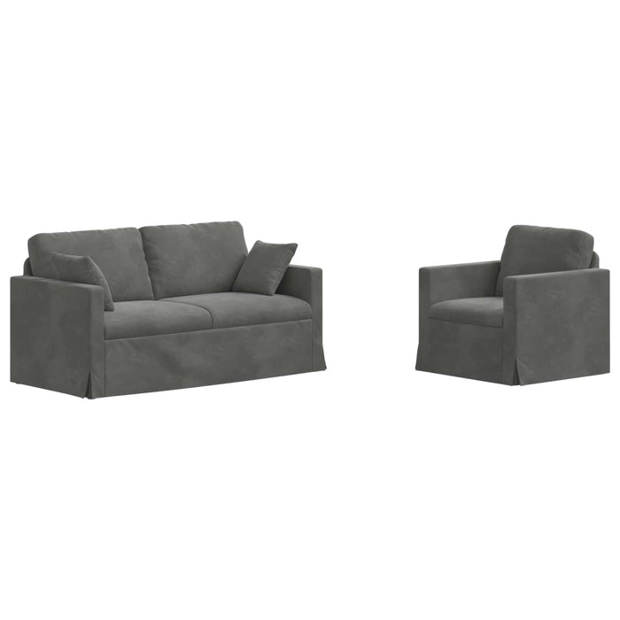 Set de canapea 2 pcs Gri închis 158 x 78 x 80 cm Catifea - WALTI WALTI