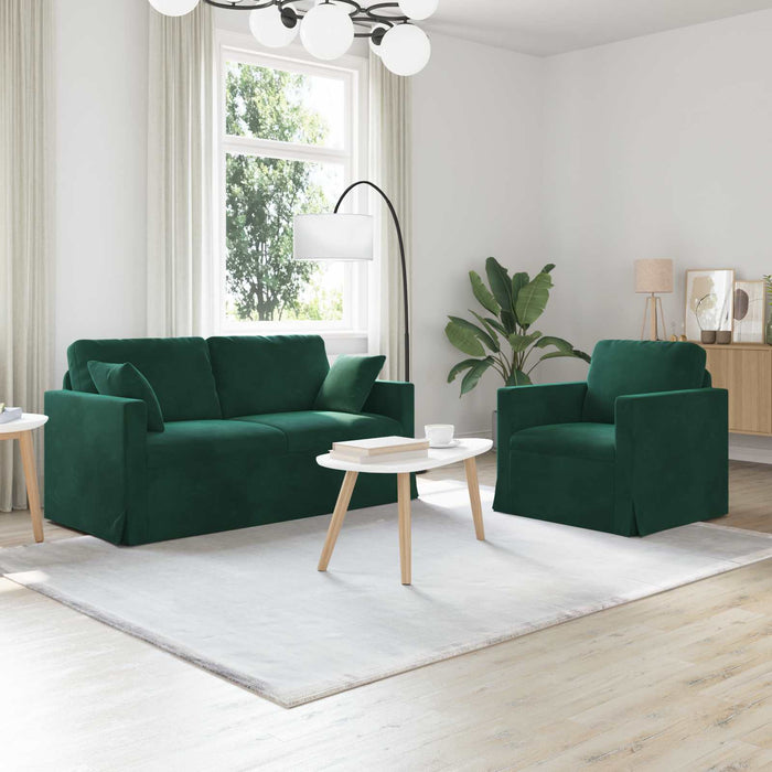 Set de canapea 2 pcs Verde închis 158 x 78 x 80 cm Catifea - WALTI WALTI