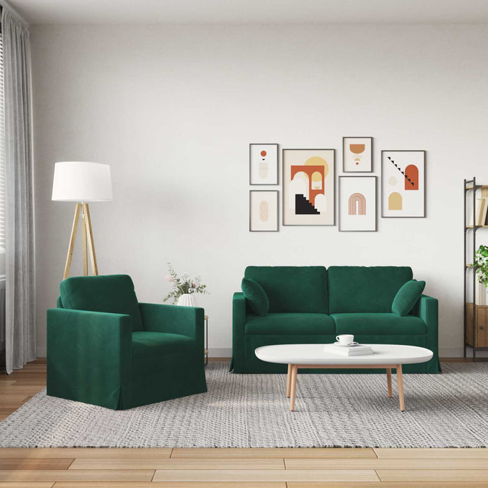 Set de canapea 2 pcs Verde închis 158 x 78 x 80 cm Catifea - WALTI WALTI