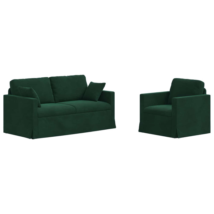 Set de canapea 2 pcs Verde închis 158 x 78 x 80 cm Catifea - WALTI WALTI