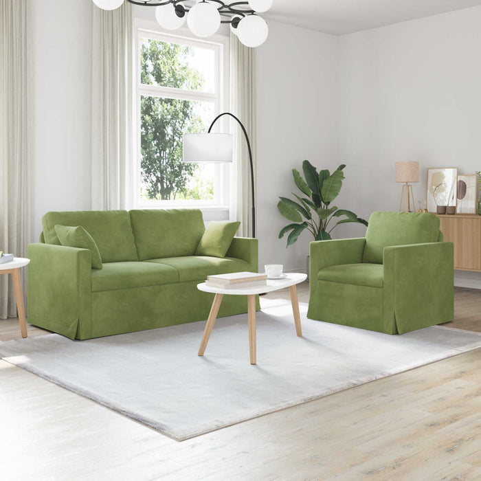 Set de canapea 2 pcs Verde deschis 158 x 78 x 80 cm Catifea - WALTI WALTI