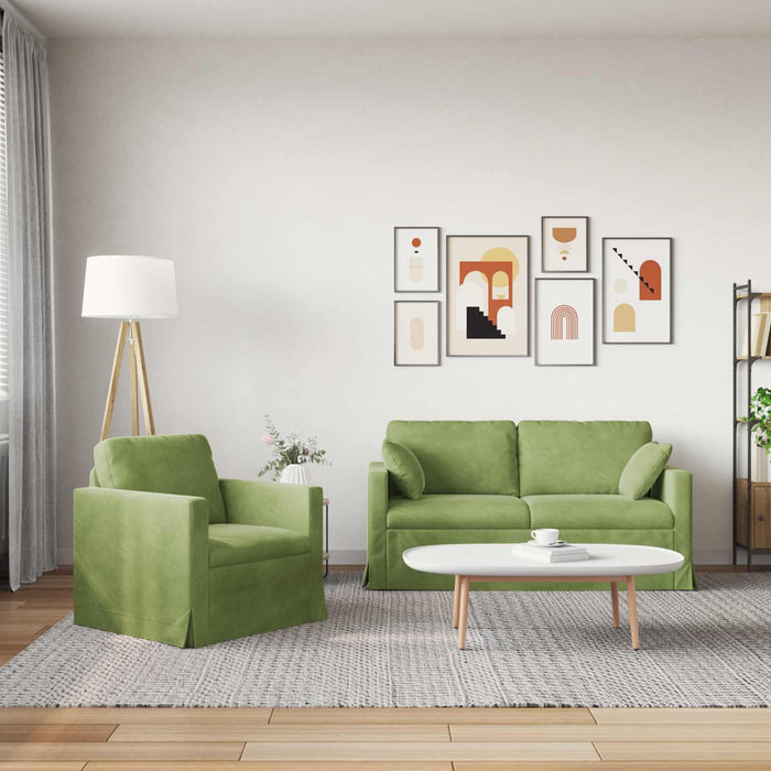 Set de canapea 2 pcs Verde deschis 158 x 78 x 80 cm Catifea - WALTI WALTI