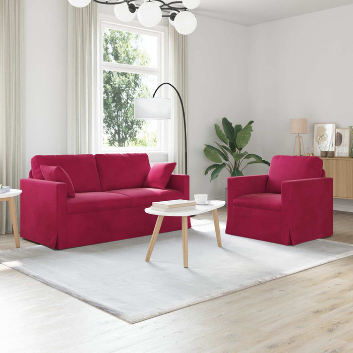 Set de canapea 2 pcs Roșu Vin 158 x 78 x 80 cm Catifea - WALTI WALTI