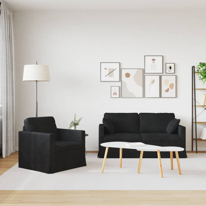 Set de canapea 2 pcs Negru 158 x 78 x 80 cm Catifea - WALTI WALTI