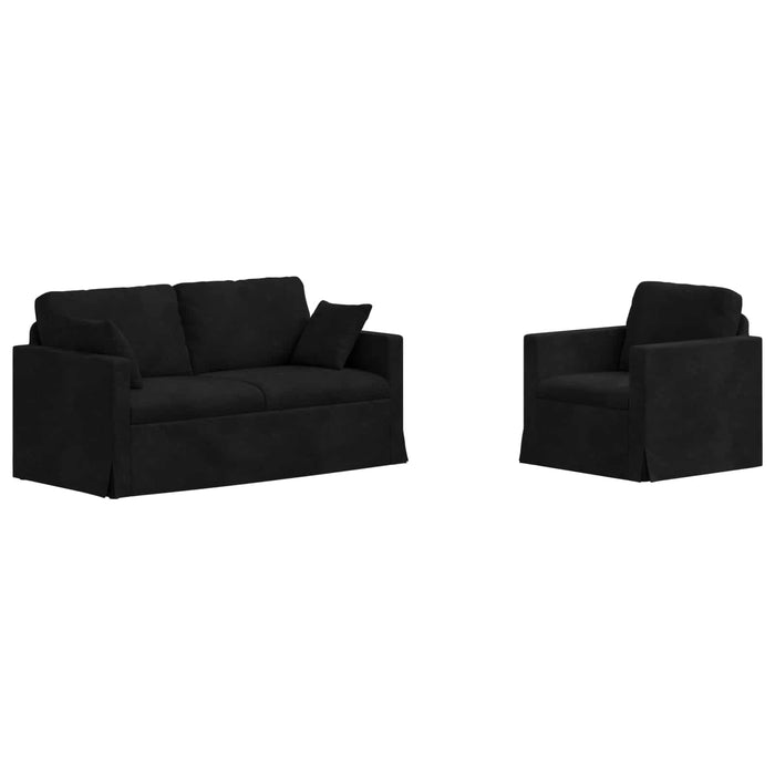 Set de canapea 2 pcs Negru 158 x 78 x 80 cm Catifea - WALTI WALTI