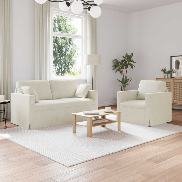 Set de canapea 2 pcs Crem 158 x 78 x 80 cm Catifea - WALTI WALTI