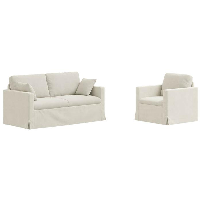 Set de canapea 2 pcs Crem 158 x 78 x 80 cm Catifea - WALTI WALTI