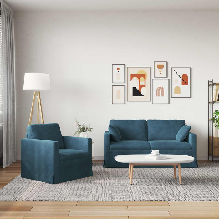 Set de canapea 2 pcs albastru 158 x 78 x 80 cm Catifea - WALTI WALTI
