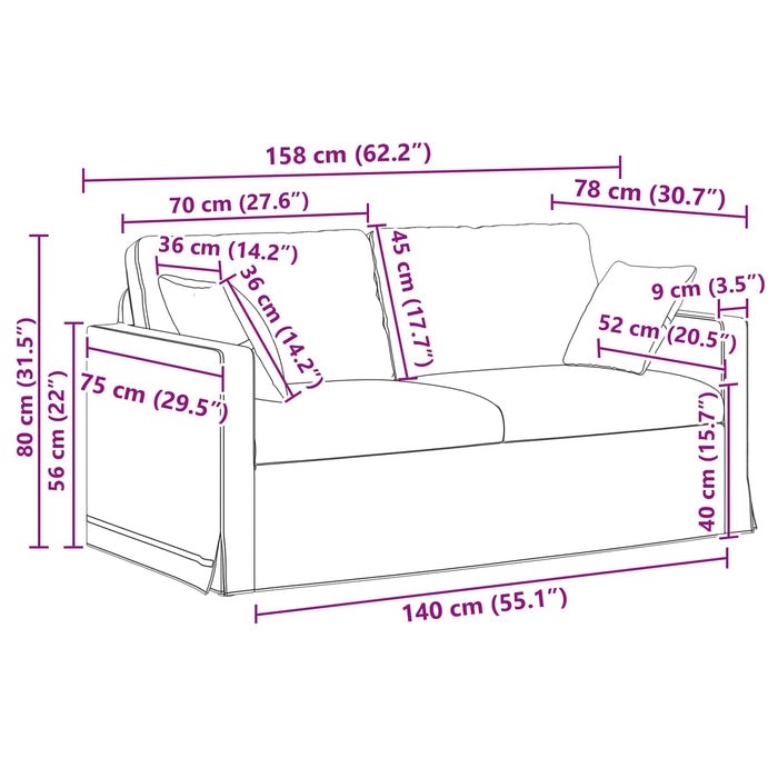 Set de canapea 2 pcs albastru 158 x 78 x 80 cm Catifea - WALTI WALTI