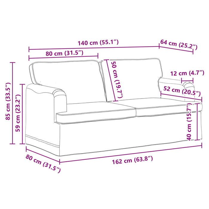 Canapea 140cm 2 pcs Gri închis Metal - WALTI WALTI
