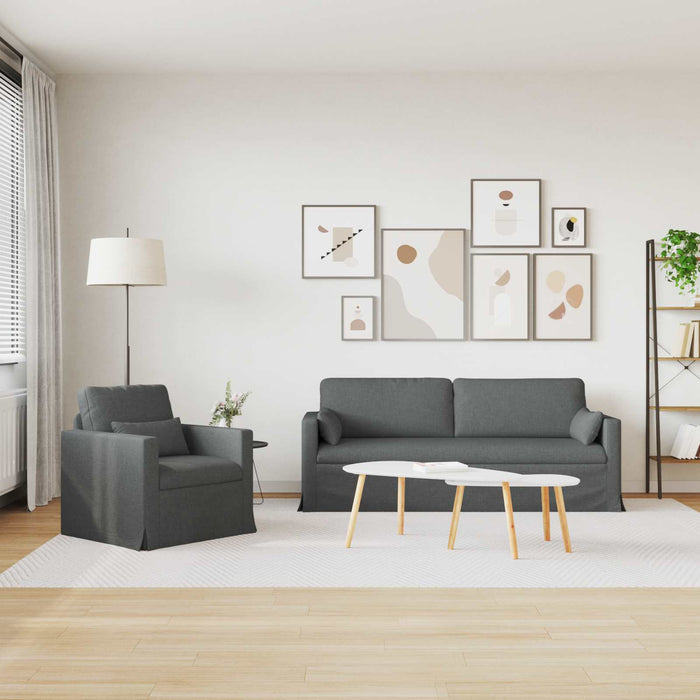 Set de canapea 2 pcs Gri închis 198 x 78 x 80 cm țesătură - WALTI WALTI