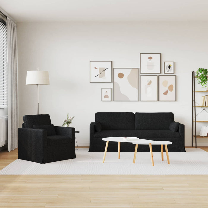 Set de canapea 2 pcs Negru 198 x 78 x 80 cm țesătură - WALTI WALTI