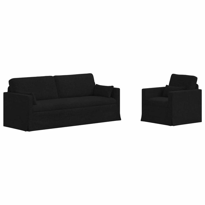Set de canapea 2 pcs Negru 198 x 78 x 80 cm țesătură - WALTI WALTI