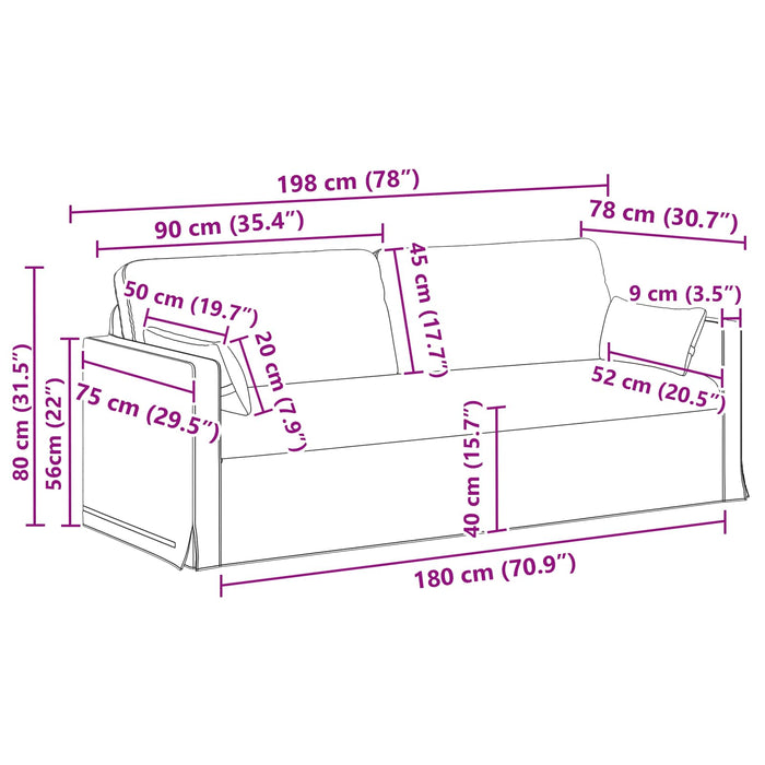 Set de canapea 2 pcs Negru 198 x 78 x 80 cm țesătură - WALTI WALTI