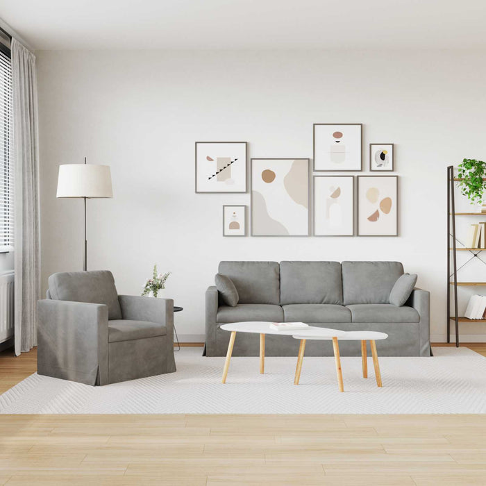 Set de canapea 2 pcs Gri deschis 198 x 78 x 80 cm Catifea - WALTI WALTI