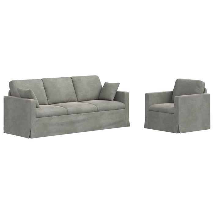 Set de canapea 2 pcs Gri deschis 198 x 78 x 80 cm Catifea - WALTI WALTI