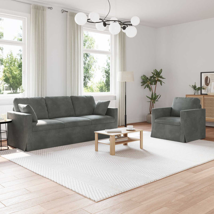 Set de canapea 2 pcs Gri închis 198 x 78 x 80 cm Catifea - WALTI WALTI