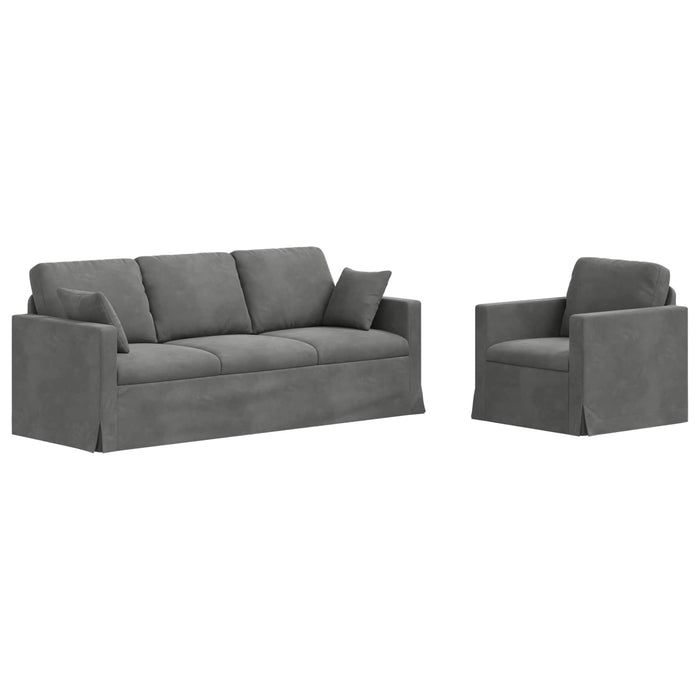 Set de canapea 2 pcs Gri închis 198 x 78 x 80 cm Catifea - WALTI WALTI