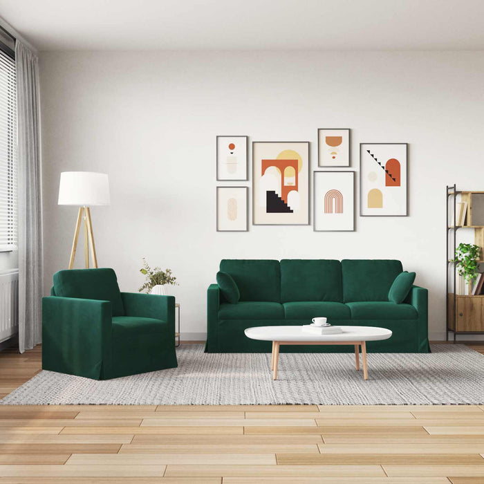 Set de canapea 2 pcs Verde închis 198 x 78 x 80 cm Catifea - WALTI WALTI