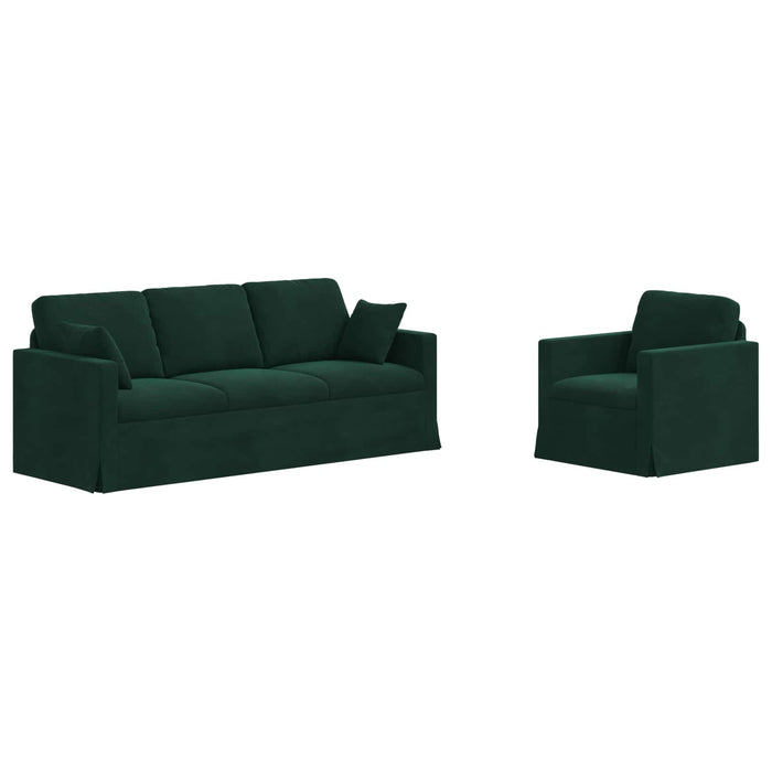 Set de canapea 2 pcs Verde închis 198 x 78 x 80 cm Catifea - WALTI WALTI