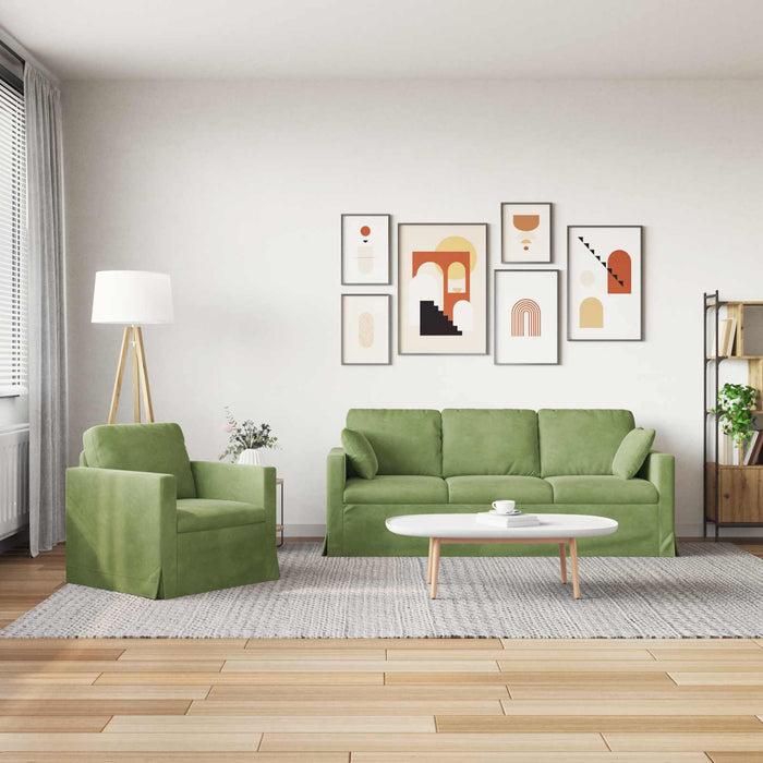 Set de canapea 2 pcs Verde deschis 198 x 78 x 80 cm Catifea - WALTI WALTI