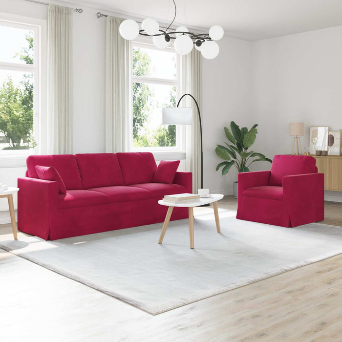 Set de canapea 2 pcs Roșu Vin 198 x 78 x 80 cm Catifea - WALTI WALTI