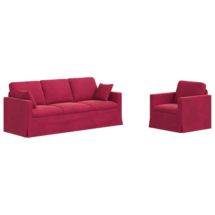 Set de canapea 2 pcs Roșu Vin 198 x 78 x 80 cm Catifea - WALTI WALTI