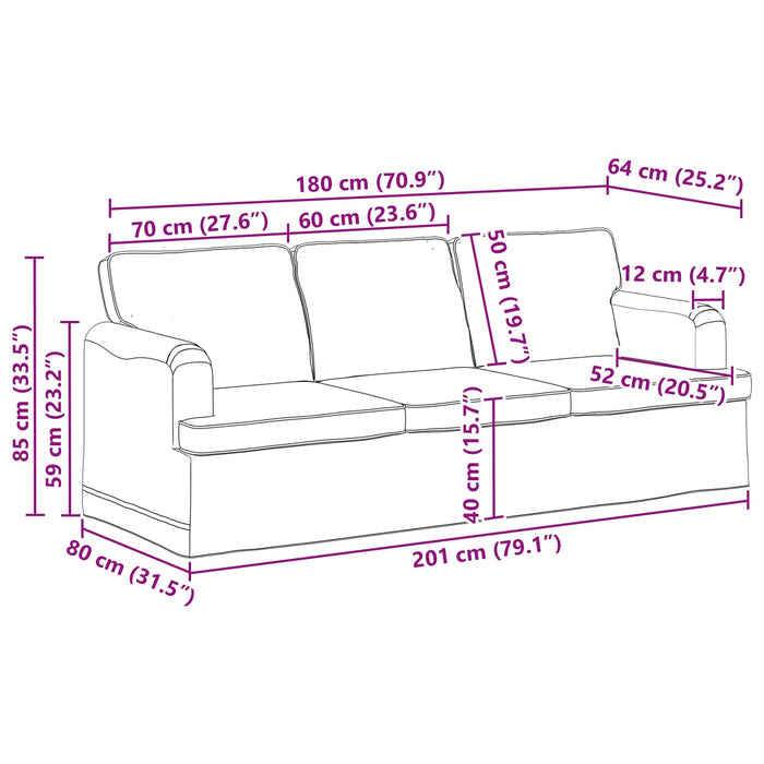 Canapea 180cm 2 pcs Crem Metal - WALTI WALTI