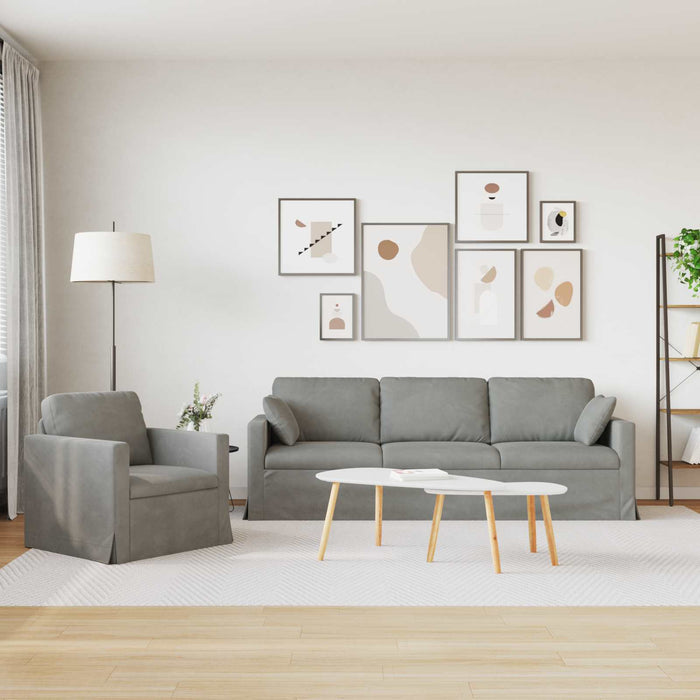 Set de canapea 2 pcs Gri deschis 228 x 78 x 80 cm Catifea - WALTI WALTI