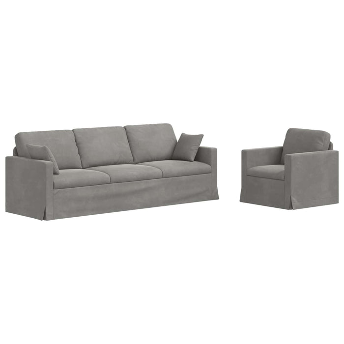 Set de canapea 2 pcs Gri deschis 228 x 78 x 80 cm Catifea - WALTI WALTI