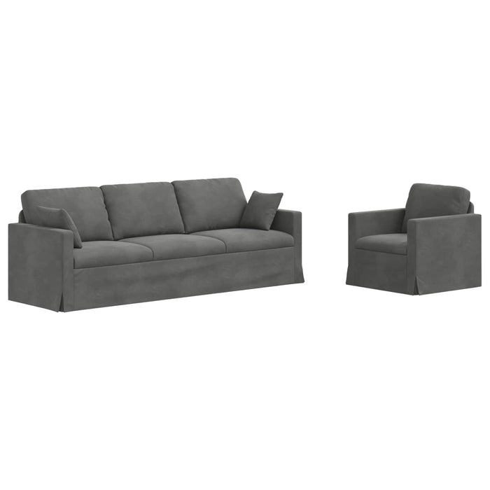 Set de canapea 2 pcs Gri închis 228 x 78 x 80 cm Catifea - WALTI WALTI