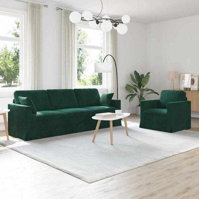 Set de canapea 2 pcs Verde închis 228 x 78 x 80 cm Catifea - WALTI WALTI