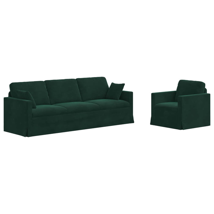 Set de canapea 2 pcs Verde închis 228 x 78 x 80 cm Catifea - WALTI WALTI