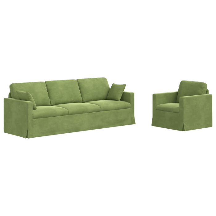 Set de canapea 2 pcs Verde deschis 228 x 78 x 80 cm Catifea - WALTI WALTI